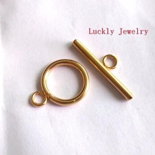 50 sets wholesale Gold Plated Common Use Toggle Clasp Set Stainless steel making Jewelry finding DI Fit Chain