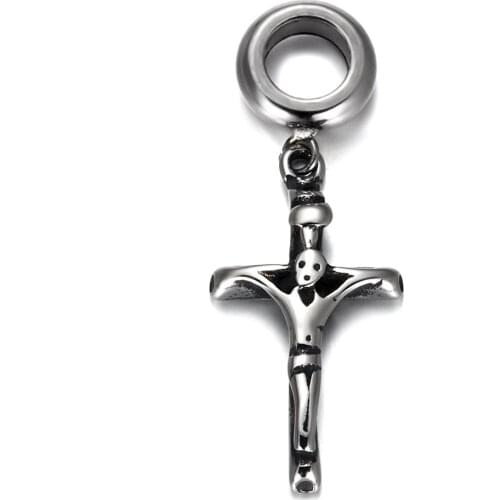 316L Stainless Steel Spacer Bail Beads Crucifixion Charms 5mm Hole Polished Metal Charm Accessories DIY Bracelet Jewelry Making
