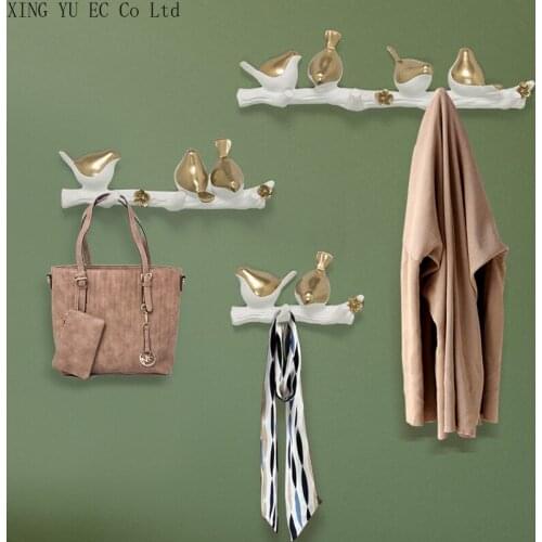 Nordic Creative Cute Bird Hook Resin Animal Porch Wall Decoration Wall Hanging Wall Decoration Door Coat Hook Free Punch