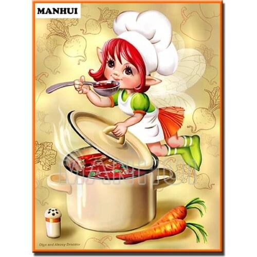 New DIY diamond embroidery girl cooking diamond painting cross stitch rhinestone mosaic home decoration gift MH548