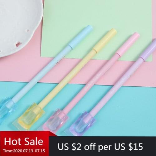 24pcs Wholesale Creative Pen Stationery Candy Bag Medium Pen Carton Fruit Frozen Signature Pen Black 0.5 Student