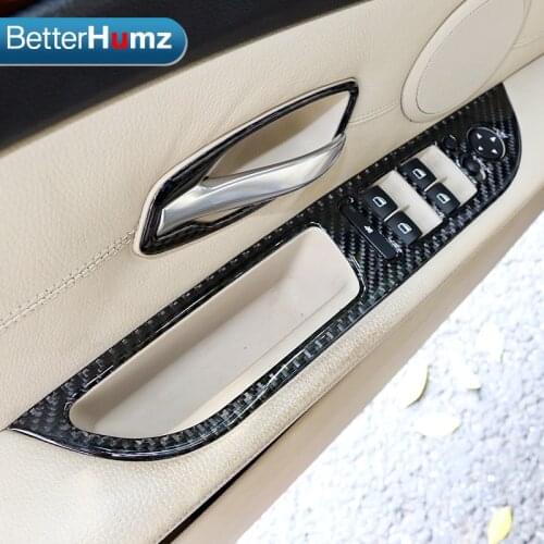 For bmw e60 Carbon Fiber Window Lifter Control Frame Window Switch Decor Armrest Panel Trim car Interior 5 series accessories