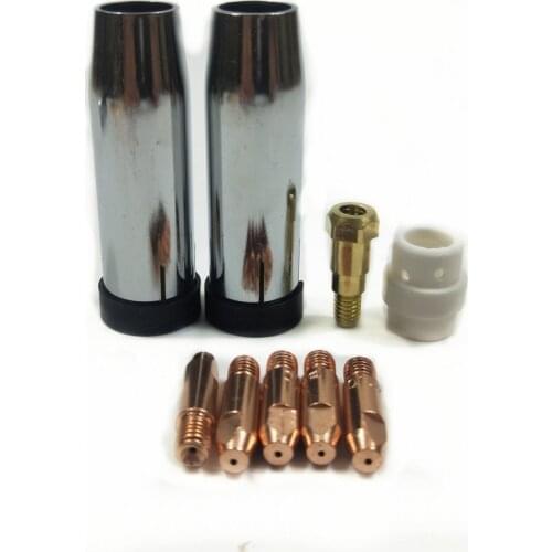 24KD Welding Torch Consumables 9pcs 0.8mm 1.0mm 1.2mm MIG Torch MB 24KD Gas Tip Holder Gas Diffuser Nozzle