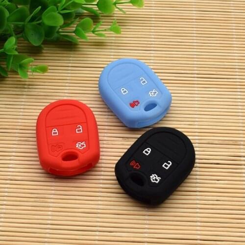 Silicone Key Cover Car Keychain covers case set for Ford F series F150 F350 F450 Edge explorer mustang GT keryrings stickers