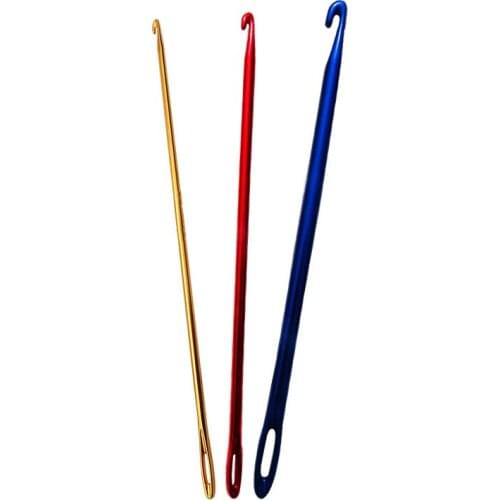 1set Afghan Tunisian Aluminium Crochet Hook Set Knitting Needle Hand Knit Tool with An Eye Knitting Sewing Needles Crochet Hooks