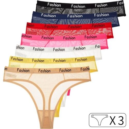 3Pcs Seamless Women Sexy Briefs Girls Panties Thong Underwear Transparent G String Fitness Yoga Ladies T Back