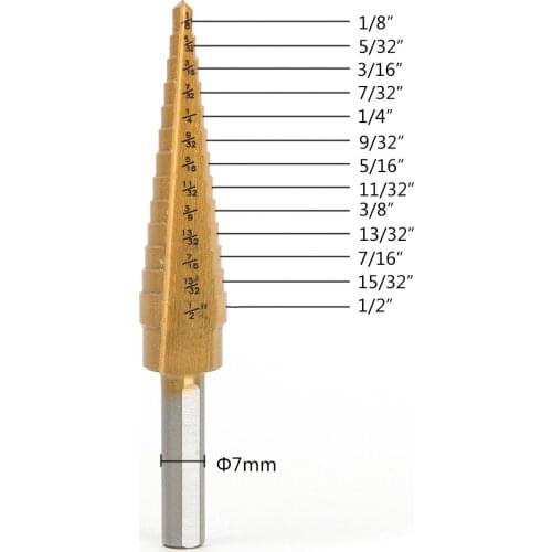 HSS Titanium Coated Metal Step 1/8-1/2''Drill Bits Hole Cutter Drilling Hole Saw Cutter Tool Drilling Set Hand Tools