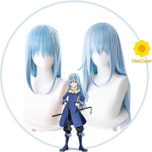 That Time I Got Reincarnated as a Slime Rimuru Tempest Cosplay Wig Light Blue Hair 2 Styles Heat Resistant Hair + Wig Cap Props