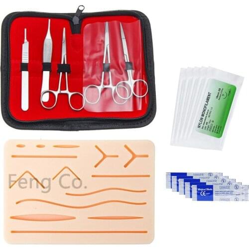 Surgical Suture Skin Operate Practice Model Training Pad Needle Scissors Tool Kit Teaching Equipment Dentist