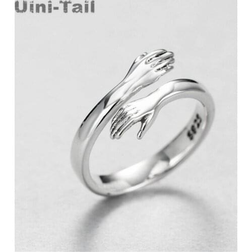 Uini-Tail hot new 925 sterling silver European and American jewelry love hug ring retro fashion tide flow open ring GN601