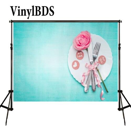 VinylBDS Backdrops Breakfast With Love Background Blue Children Backdrops Large Size Seamless Photo for Photos studio shoot
