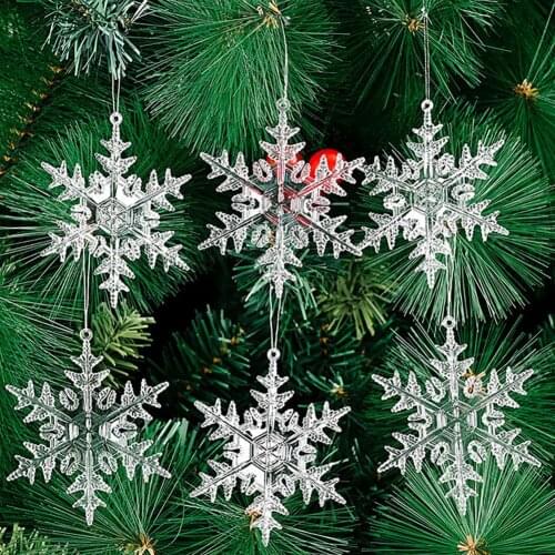 1 Set Hanging Decor Visual Effect Adorable Acrylic Creative Snowflake Shape Christmas Decor for Home DIY Art Home Decor