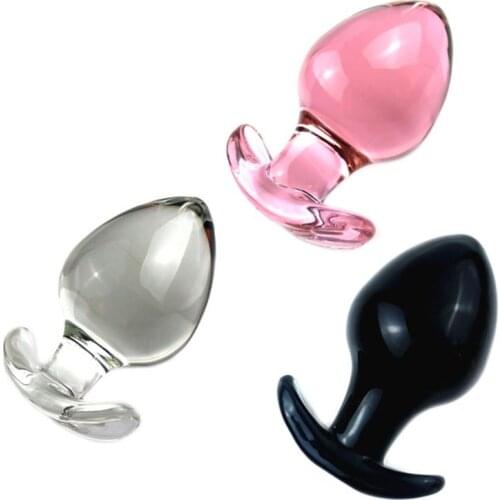Waterproof Glass Butt Plug Masturbating Sex Toys Manual Clitoral Stimulator for Adult Women Lesbian Men Couples