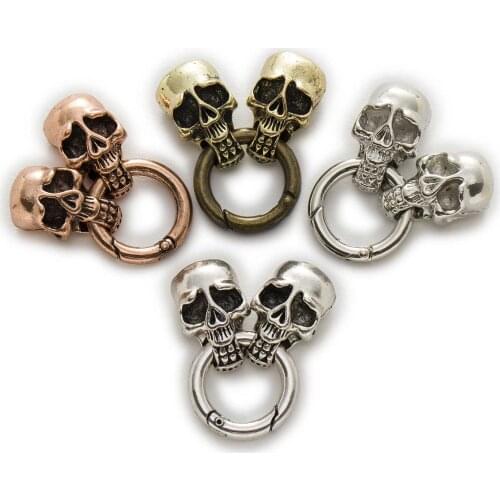 1 Set Skull Head Shaped Hook Clasps Connectors Findings For Leather Bracelet Jewelry Making 62x25mm