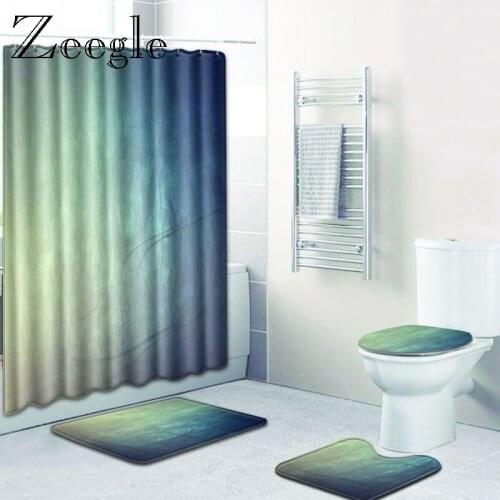 Zeegle Waterproof Bath Curtain Curtain Cute Bath Mat Set Polyester Toilet Floor Mat Anti-slip Foot Rug Bathroom Accessories