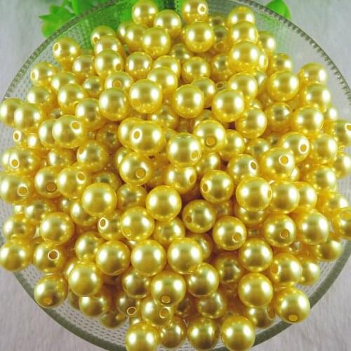 6mm 8mm 10mm 12mm 14mm Yellow ABS Imitation Pearl Beads Round Spacer Beads Fashion Jewelry Necklace DIY Making AS-39