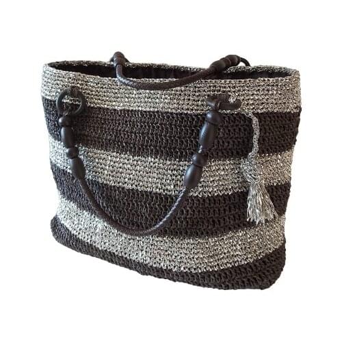 Women Handmade Bag Shoulder Leather Strap Paper Rope Inner Lining