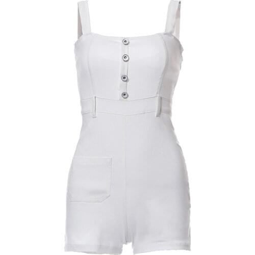 Jeans Short Women Denim Jumpsuit Playsuit Rompers Outfit Clothes Summer 2020 New Sexy Slim Female Solid White Overalls