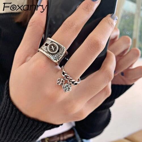 Evimi Vintage Handmade 925 Sterling Silver Tassel Rings for Women New Fashion Creative Irregular Pattern Party Jewelry Gifts