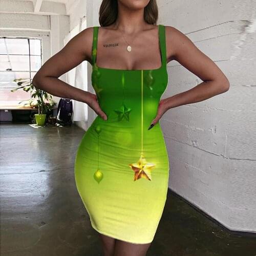 KYKU Christmas Dress Women New Year Vestido Sexy Star Bodycon Dress Party Halter Sleeveless Womens Clothing Plus Size Vintage