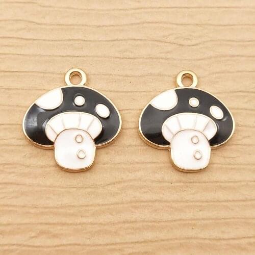 10pcs 19x20mm mushroom charms enamel charm for jewelry making and crafting charm fashion pendant