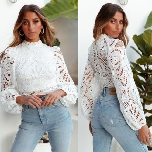 2021 Sexy Womens Long Sleeve Lace TopsCasual Crochet Hollow Out Turtleneck Blouse Shirts for Daily Life Dating Sport Shopping