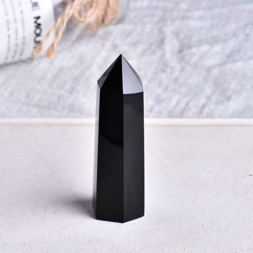 3pcs Natural Rock Obsidian Hexagonal Column Crystal Point Mineral Ornament Healing Wand Home Decor DIY Gift Decoratio