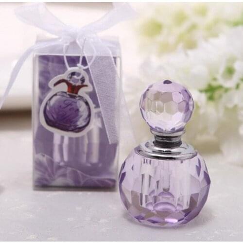 50Pcs Crystal Wedding Favour Pink Purple Perfume Bottle Gift For Wedding Souvenir For Guest Bomboniere Nascita lin4321