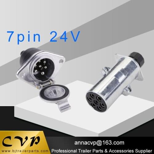 7 pin 24V metal towing towbar trailer truck plug socket set wiring connectors electric,trailer parts, trailer truck accessories