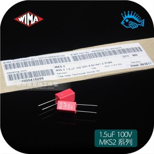5pcs/50pcs 100V1.5uF 100V MKS2 Germany WIMA 8.5x14x7.2mm PCM5 fever audio capacitor
