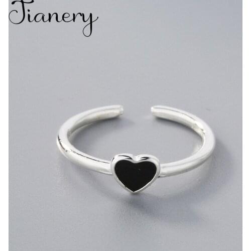 Bohemian Charm Boho Black Love Heart Rings For Women Lover Wedding Bridal Valentines Gifts Men Open Retro Antique Rings 2021