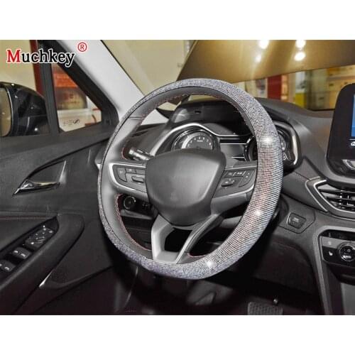 MUCHKEY Brand For Chevrolet Silverado 2020 Car Steering Wheel Cover Luxury Crystal Leather Anti-Slip Auto Accessories Interior