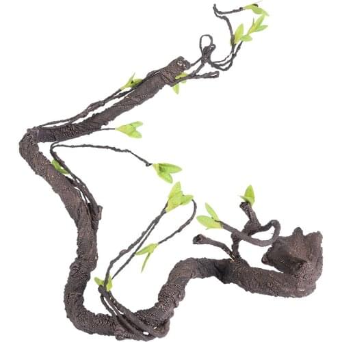 Brand new Green Artificial Reptiles Vine Climber Jungle Forest Bend Branch Terrarium Cage Decor With a natural