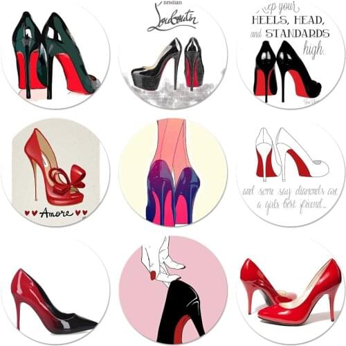 Give a Girl The Red high heels Shoes Icons Pins Badge Decoration Brooches Metal Badges For Clothes Backpack Decoration