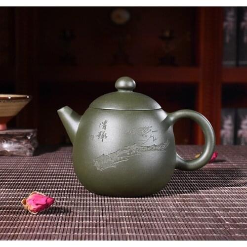 230ml Genuine Yixing Zisha Tea Pot Famous Handmade Raw Ore Green Mud Dragon Egg Teapot Kung Fu Tea Kettle Free Shipping