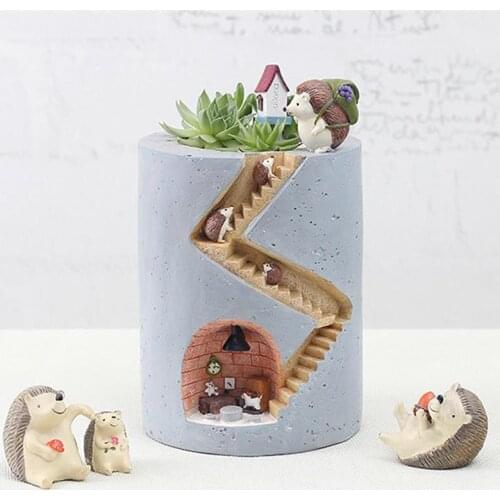 Animal Resin Flowerpot Succulents Planter Water Planting Container Rabbit Hedgehog Decorative Pot Desktop Storage Box Ornament