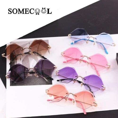 SomeCool 2019 Kids Sunglasses Girls Brand Lips Shades Children Glasses Boys UV400 Lens Baby Sunglasses Cute Eyewear Rimless n318