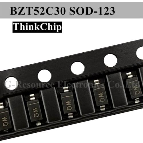 100pcs) BZT52C30 SOD-123 SMD 1206 Voltage Stabilized Diode 30V (Marking WQ)