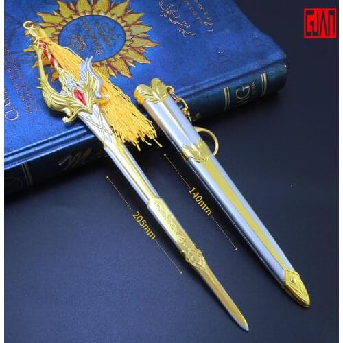 Douluo Weapon Animation Peripheral Hand Made Thousand Ren Snow Holy Sword Alloy Weapon Model Ornament 21cm Ornament Metal Toys