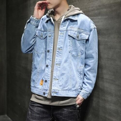 Denim Jacket men cotton clothes fashion casual jackets man outwear Spring turn-down collar demin coat