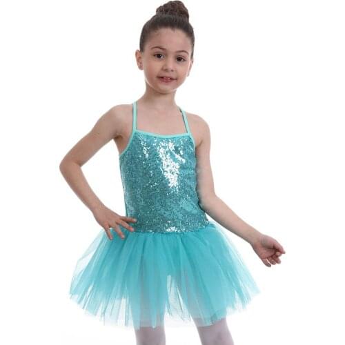 FONLAM Girl Ballet Dress Leotard Ballerina Sequined Tutu Bodysuit Kid Glittering Dance Wear Skating Outfit Performance Costume