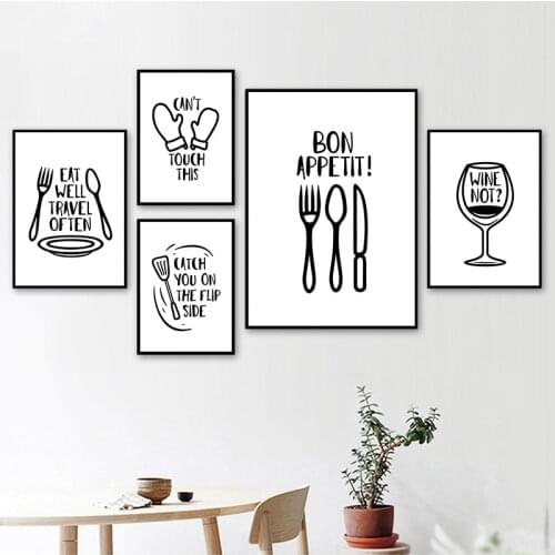 Kitchen canvas art painting eat english quote kitchenware wall posters for living room dinner culture home decoration HD2786