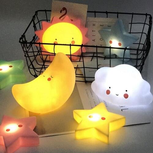 INS LED Sun Moon Stars Night Light Up the Bedroom Lamp Night Lights Of Toys For baby Sleeping Lamp Living Room Decorative Lights
