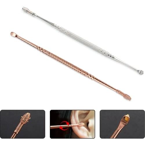 Stainless Steel Ear Pick Wax Remover Curette Ear Scoop Spoon Portable Double-ended Spiral Design Earwax Clean Tool Health Care