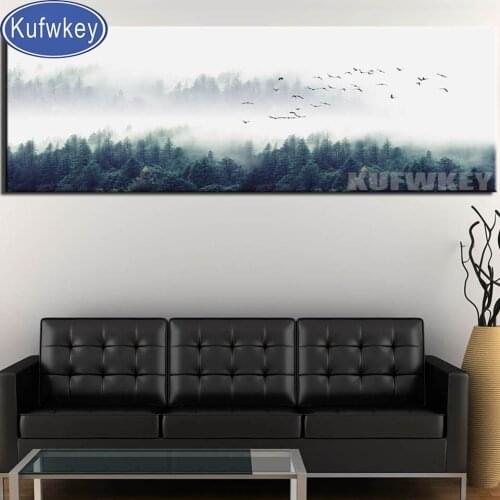 Large art,fog Forest diamond painting Mountain Scenery Decoracion full drill square round diamond embroidery 5d cross stitch art