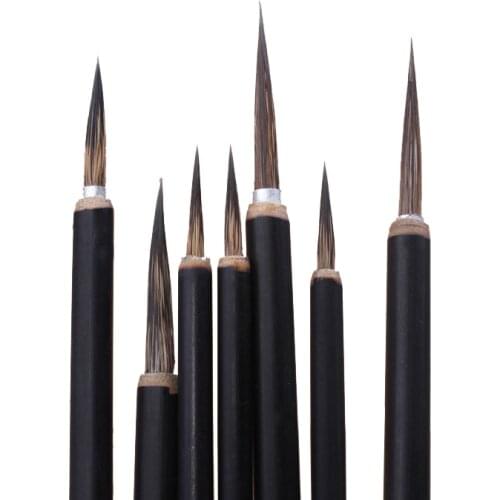 Seiko hook line painted leaves tendon writing brush stone badger Chinese painting calligraphy large medium litte jade tablet pen