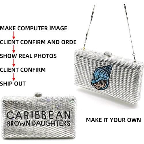 MAKE IT YPUR OWN Ladies personal name design Bridal wedding party purse evening party diamonds full crystal clutches and purses