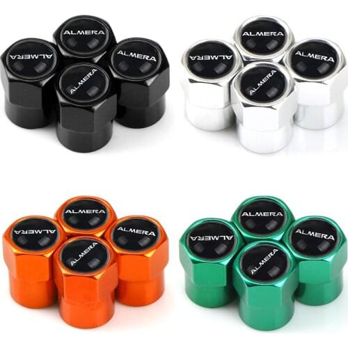 4Pcs Car Wheel Tire Air Valve Caps Stem Cover with Color Brand Logo for Nissan ALMERA