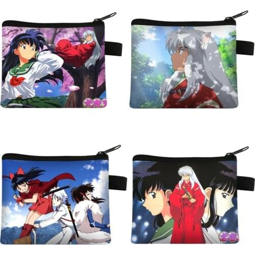 Japanese Anime Inuyasha Purse Zipper Coin Purses Boys Grils Fashion Card Bag Portable Earphone Bags Gift