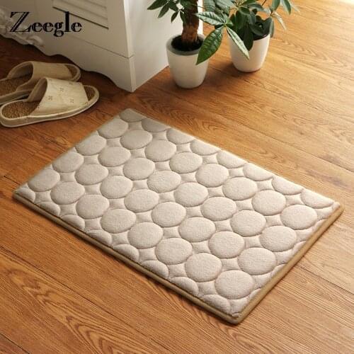 Zeegle Memory Foam Bath Mats Coral Anti-slip Bathroom Carpet Water Absorbing Shower Room Door Mats Foot Pad Washable Bedside Rug